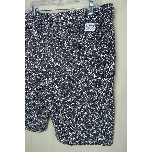 Parish Nation Chino Shorts Men's 34 Black and White Dots Baggy Knit Button Fly - Picture 8 of 10